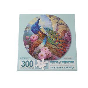 Peacock Floral Bits And Pieces Round Puzzle 300 Piece Marvelous Garden